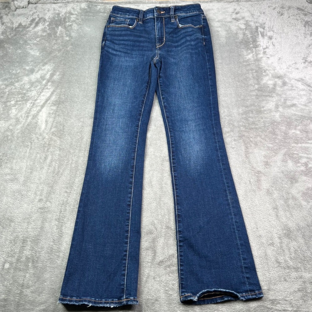 American Eagle High-Rise Skinny Kick Jeans Womens 2 Blue Dark Wash Stretch Flare